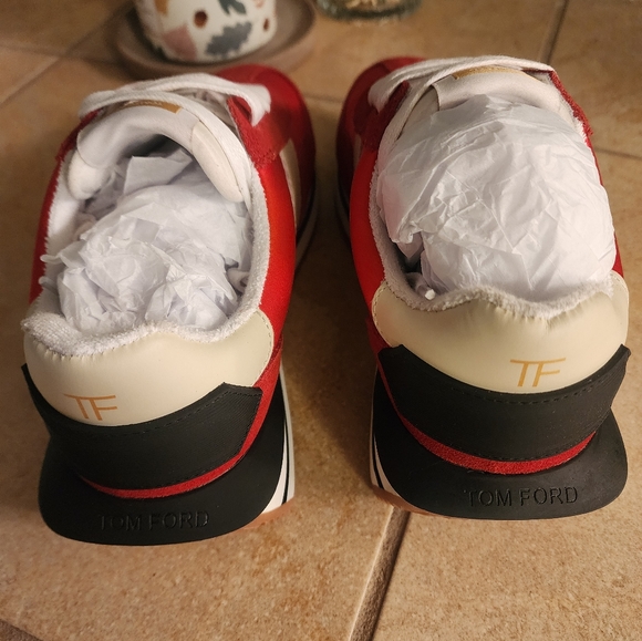 Red and white shoes with TF on it - Picture 6 of 9